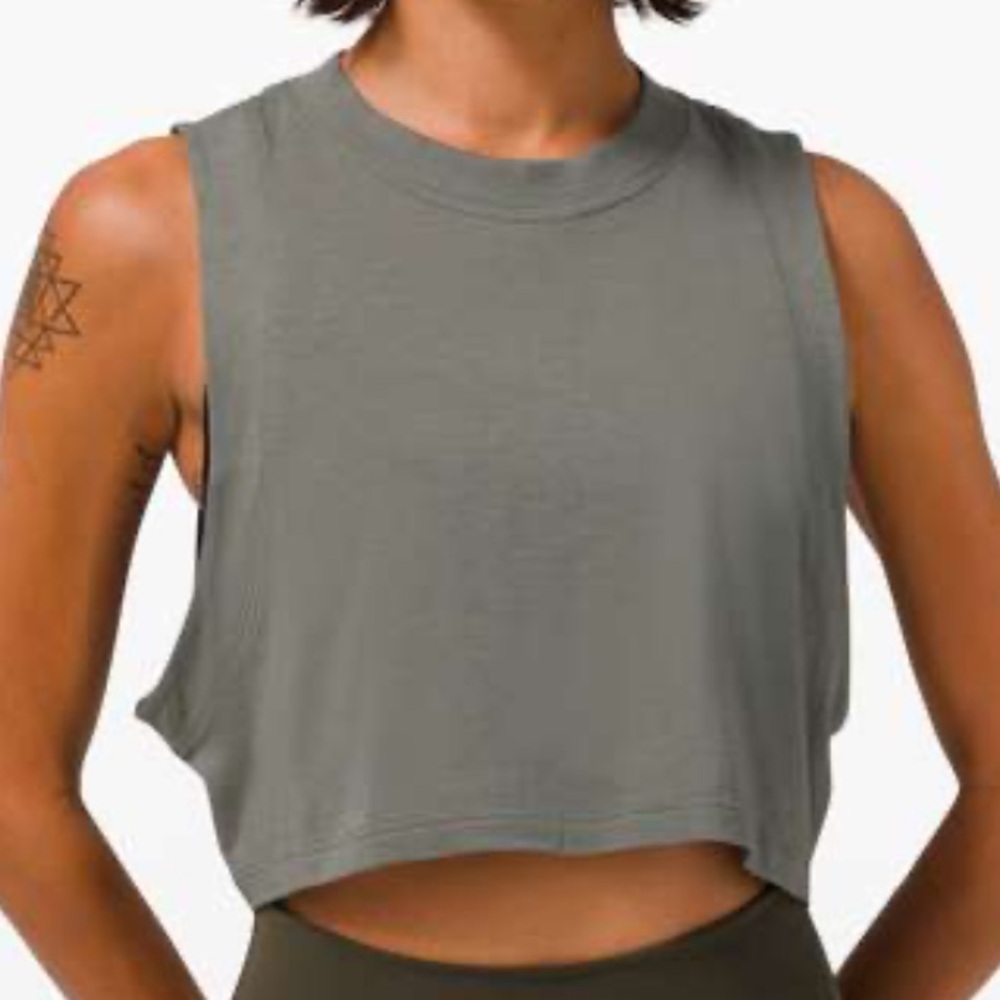Lululemon All Yours Crop Tank Top Sage Green 10